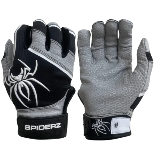 2022 Spiderz PRO Model Batting Gloves: Black/Grey -Baseball Gear Shop 2022SpiderzPRO Black White