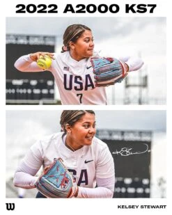 2022 Wilson A2000 Kelsey Stewart KS7 GM 12" Fastpitch Glove: WTA20RF22KS7 -Baseball Gear Shop 21 0486 Wilson USA Softball GM Kelsey Stewart Social 01