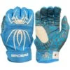 2023 Spiderz HYBRID Batting Gloves: Columbia Blue/White -Baseball Gear Shop 22CarolinaWhite