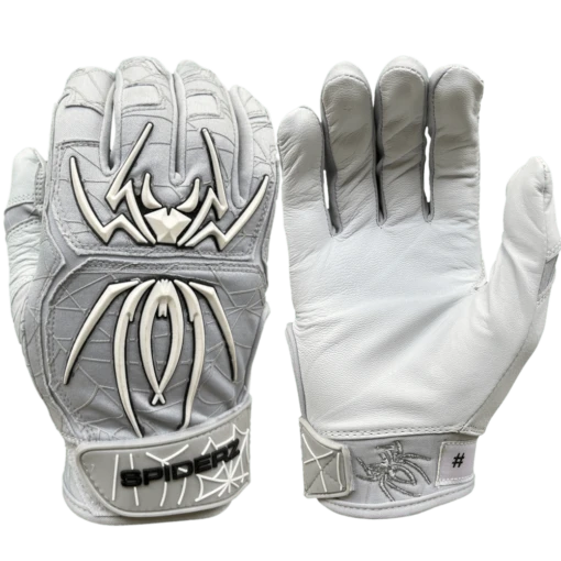 2022 Spiderz ENDITE Batting Gloves: Grey And White -Baseball Gear Shop 22EnditeGrayWhite