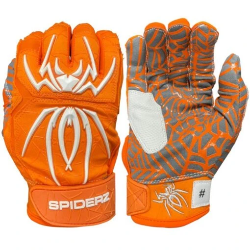 2023 Spiderz HYBRID Batting Gloves: Orange/White -Baseball Gear Shop 22OrangeWhite