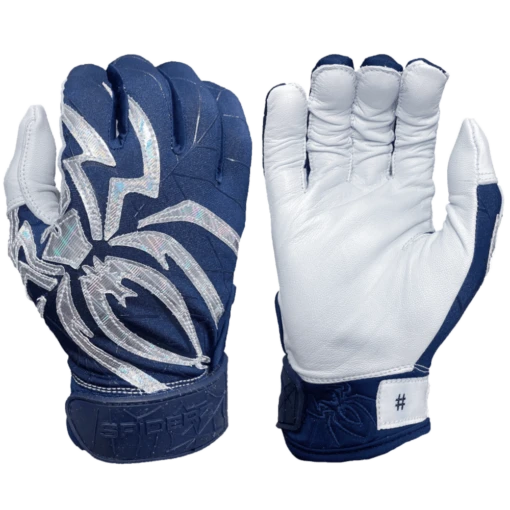 2022 Spiderz PRIZM Batting Gloves: Navy Blue/Silver -Baseball Gear Shop PRIZM NavyBlueSilver