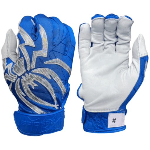 2022 Spiderz PRIZM Batting Gloves: Royal Blue/Silver -Baseball Gear Shop PRIZM RoyalBlueSilver