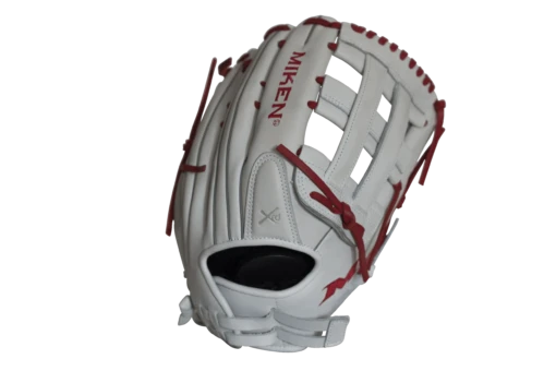 Miken Pro Series 13.5" Slow Pitch Fielding Glove - White/Scarlet: PRO135WS -Baseball Gear Shop PRO135WS BACK