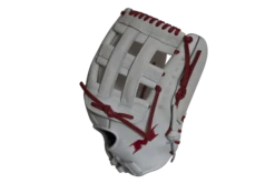 Miken Pro Series 13.5" Slow Pitch Fielding Glove - White/Scarlet: PRO135WS -Baseball Gear Shop PRO135WS SIDE 1