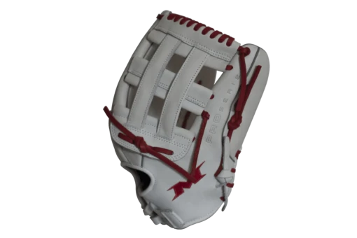 Miken Pro Series 13.5" Slow Pitch Fielding Glove - White/Scarlet: PRO135WS -Baseball Gear Shop PRO135WS SIDE 1