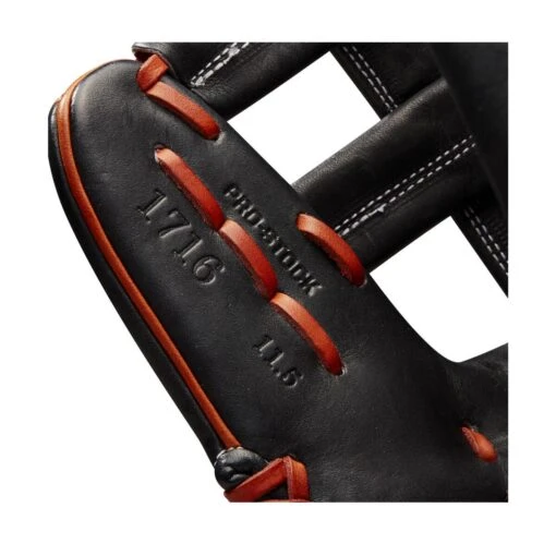 2022 Wilson A2000 1716 11.5" Infield Baseball Glove: WTA20RB221716 -Baseball Gear Shop WBW100389 6 A2000 Leather 1716 IF 115 Black Copper.png.cq5dam.web .1200.1200