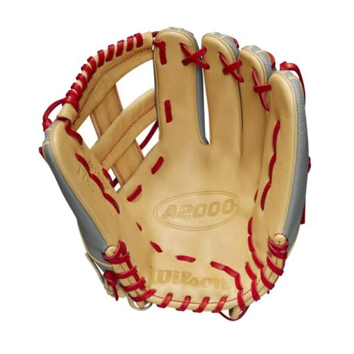 2023 Wilson A2000 1785 Super Skin 11.75" Infield Baseball Glove: WBW1009711175 -Baseball Gear Shop WBW100971 1 A2000 IF 1785SS 1175 GreySS Blonde Red.png.cq5dam.web .1200.1200