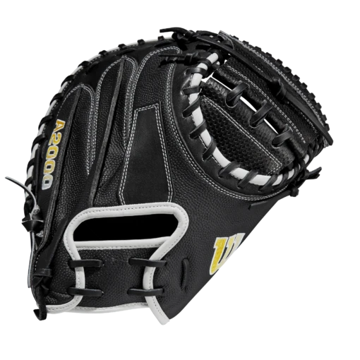 2023 Wilson A2000 M1DSS 33.5" Baseball Catcher's Mitt: WBW100995335 -Baseball Gear Shop WBW100995 0 A2000 C M1DSC 335 BlackSS BlackDimple White WilsonGold