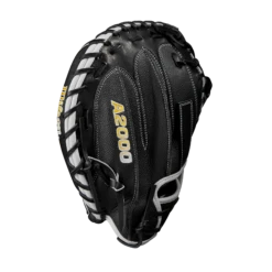 2023 Wilson A2000 M1DSS 33.5" Baseball Catcher's Mitt: WBW100995335 -Baseball Gear Shop WBW100995 3 A2000 C M1DSC 335 BlackSS BlackDimple White WilsonGold