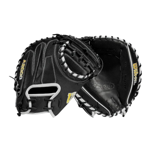 2023 Wilson A2000 M1DSS 33.5" Baseball Catcher's Mitt: WBW100995335 -Baseball Gear Shop WBW100995 8 A2000 C M1DSC 335 BlackSS BlackDimple White WilsonGold