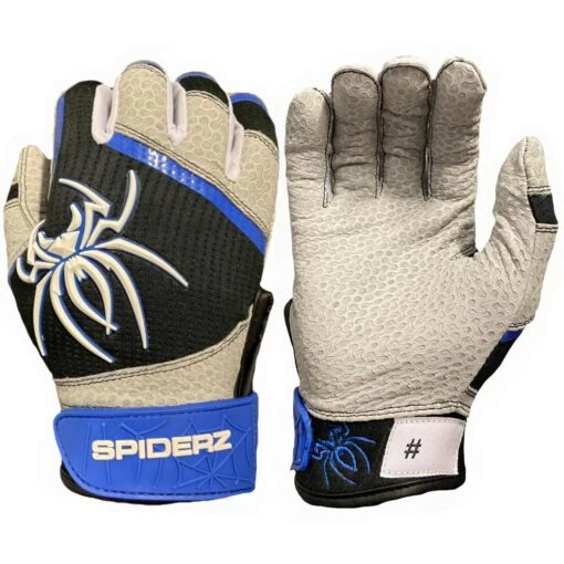 2022 Spiderz PRO Model Batting Gloves: Black/Royal Blue/White -Baseball Gear Shop problackroyal